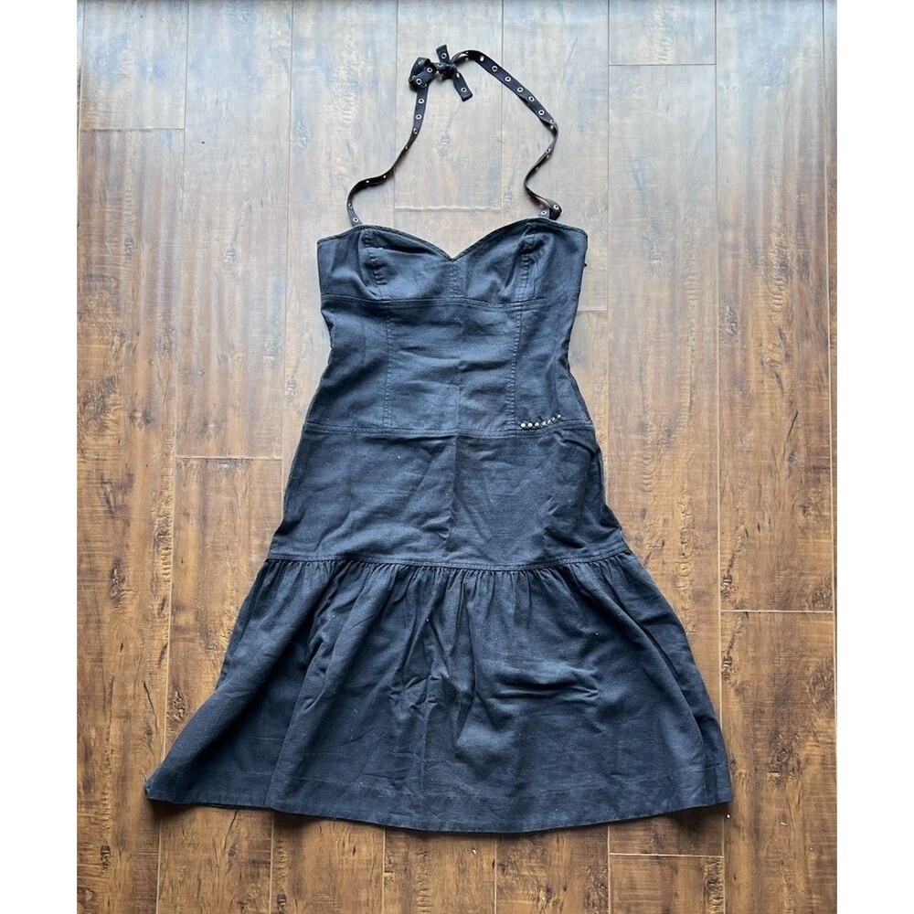 Free People Womens Black Linen Halter Dress Size 8